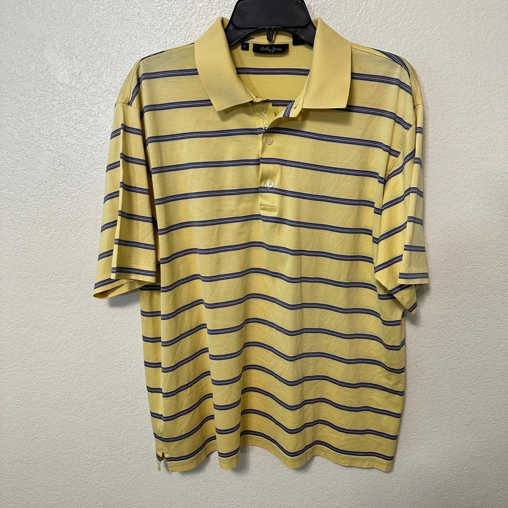 Bobby‎ Jones yellow and blue striped golf polo
